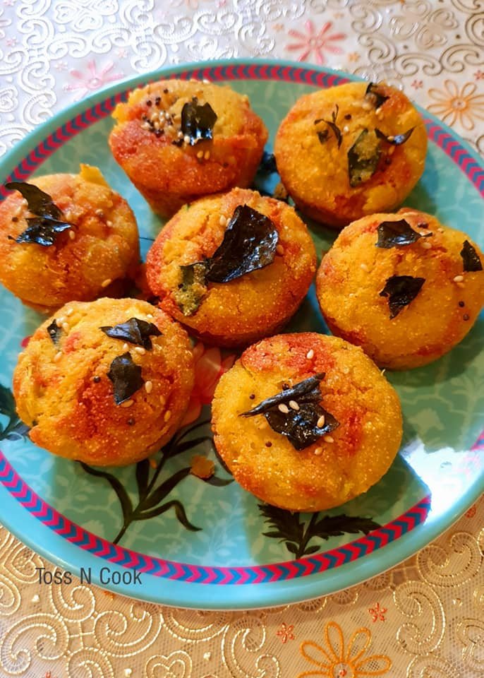 Veggie Muffins Served Seven Veggie Muffins served in a plate