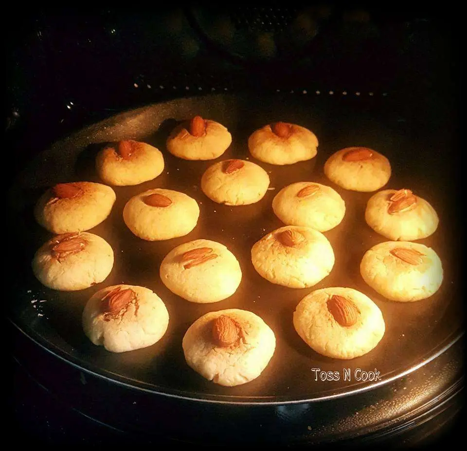 Almond Cookies inside oven Almond Cookies inside oven